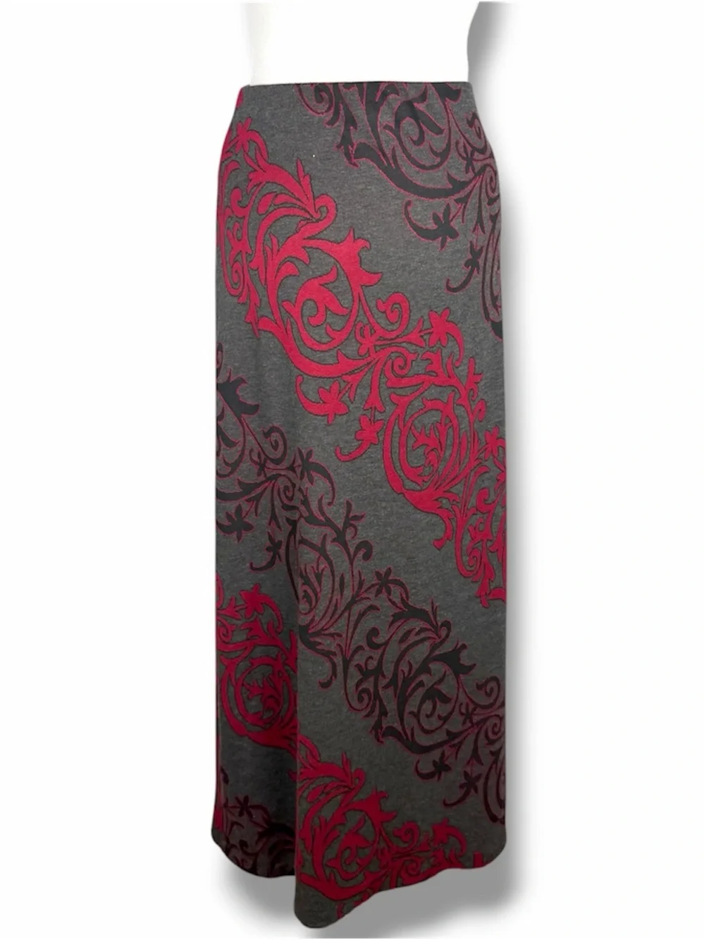 Y2K ECI New York Burgundy Paisley Maxi Skirt Small Boho Pull-On